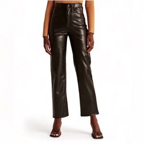 Abercrombie & Fitch Black Vegan Leather Straight Leg Pants